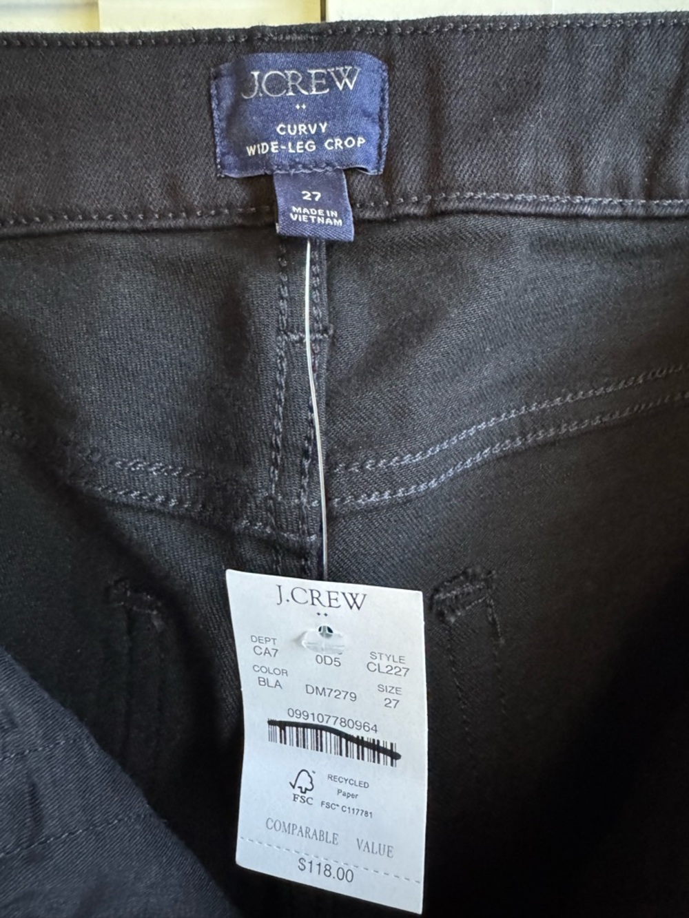 J.Crew Factory Curvy Wide-Leg Cropped Jean in Black Size 27 - Picture 5 of 5